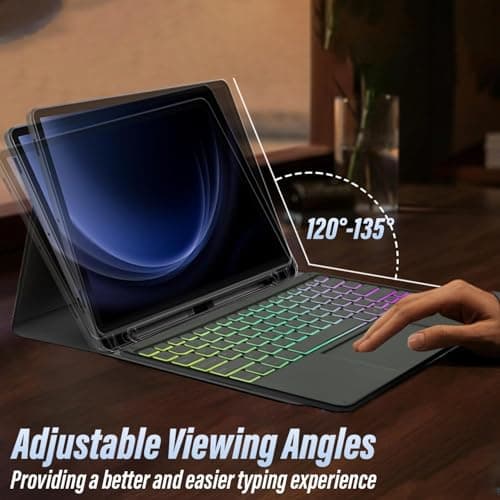 typecase Keyboard Case for Samsung Galaxy Tab S10 Plus, S9 Plus & S9 FE Plus (12.4 Inch), 7-Colors Backlit & Trackpad, S-Pen Holder, 3-Views Angle, Magnetically Detachable Keyboard (NOT Fit S10 FE+) 5