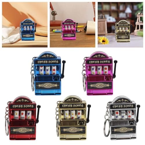 Mini Slot Machine Keychain Festival Novelty Mini Arcade Game Toy for Boy Men Blue|1 Mini Slot Machine Toy Keychain| Modern (1970-Now)| Keychains | Pez, Keychains, Promo Glasses |Collectibles 5