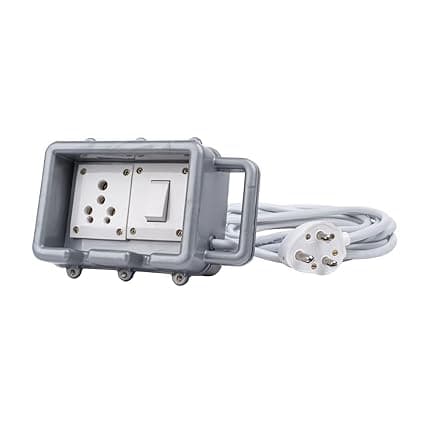 16A Heavy Duty Power Extension Board with 10 Meter 2.5 sq mm 3 Core Copper Cable, 1 Socket 15A with Switch, 240V Computer, Refrigerator, EV Charging & Home Appliances