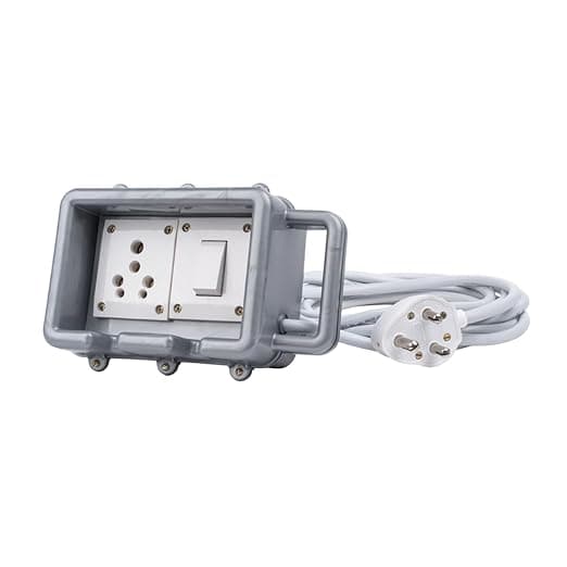 16A Heavy Duty Power Extension Board with 10 Meter 2.5 sq mm 3 Core Copper Cable, 1 Socket 15A with Switch, 240V Computer, Refrigerator, EV Charging & Home Appliances