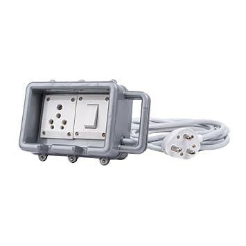 16A Heavy Duty Power Extension Board with 10 Meter 2.5 sq mm 3 Core Copper Cable, 1 Socket 15A with Switch, 240V Computer, Refrigerator, EV Charging & Home Appliances