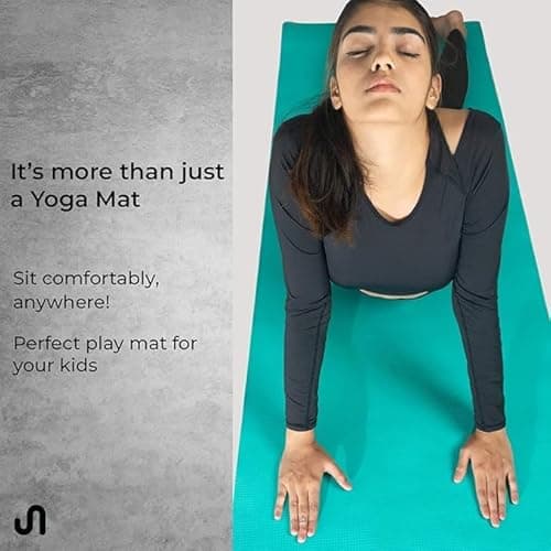 Bodyband Yoga Mat For Women & Men 4Mm With Carry Strap Eva Material Extra Thick Exercise Mat For Workout Yoga Fitness Pilates & Meditation, Anti Tear Anti Slip For Home & Gym Use, Aqua Green - Green 2