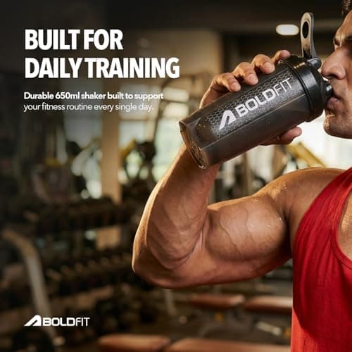 Boldfit Gym Typhoon Shaker Bottle 100% Leakproof Guarantee Sipper Bottle Ideal For Proteins, Pre-Workout And BCAAS, BPA Free Material - Black 700ml 2