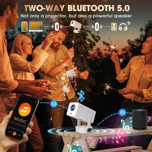 XElectron Techno Plus Android 13 Smart Projector 4k Ultra HD, Bass Speaker, Auto Focus, Auto & 4D Keystone, Rotatable Design with Netflix, Prime, etc, WiFi 6 & BT, Screen Mirroring, 1080P Native 3