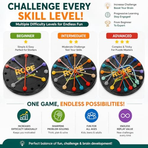 Toytionery Rope Untangling Challenge Puzzle Game Brain Teaser Family Logic Toy Fun 4