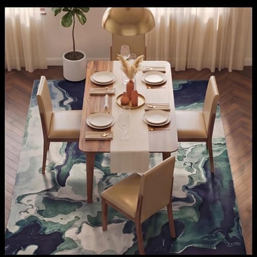 DecorNation Italiana Solid Wood Dining Room Set for Home, Living Room- Dining Table with Cushioned Chairs (Walnut, 4 Seater) 3