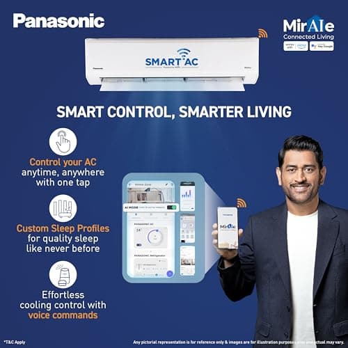 Panasonic 1.5 Ton 5 Star,New Star rated, Premium WiFi Inverter Smart Split AC (DustBuster Tech, Matter Enabled, AI, Higher Airflow, Copper Cond., 8in1 Convertible,4-Way,PM0.1 Filter,CS/CU-NU18BKY5WX,W 6