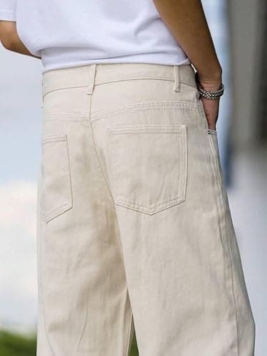 Men Straight Fit Beige Denim Jeans | Washed Casual Denim Pants | Comfortable Straight Leg Jeans for Men | Street Style & Office Casual Wear 3
