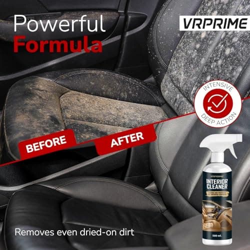 VRPRIME Car Interior Cleaner | Car Dashboard, Seat, Door | Leather, Plastic and Fabrics | Removes Tough Stains and Dirt with Microfiber Cloth (500ML) (Pack of 1) 2
