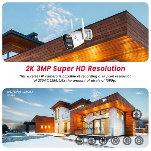 Camate Knight 3MP Wi-Fi Outdoor CCTV Camera | Two-Way Talk | Color Night Vision | Motion Detection Alerts | Supports 256GB SD Card | Weatherproof Security Camera for Home & Shop 3