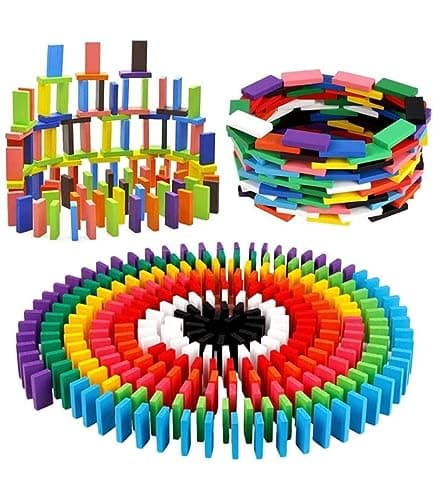 Storio 120 Pcs 12 Color Wooden Dominos Blocks Set, for Kids Board Game Educational Play Toy, Domino Racing Toy Game 2