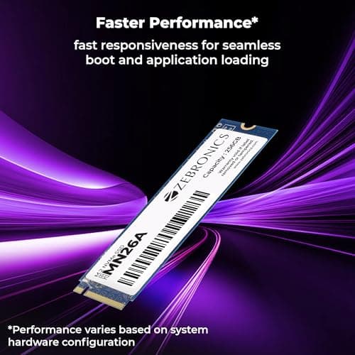 Zebronics 256GB M.2 NVMe SSD, 2280 Form Factor, 2200MB/s Read & 1600MB/s Write, Faster Than SATA SSD, High Performance Storage, Low Power Consumption, Silent Operation, S.M.A.R.T Support (MN26A) 5