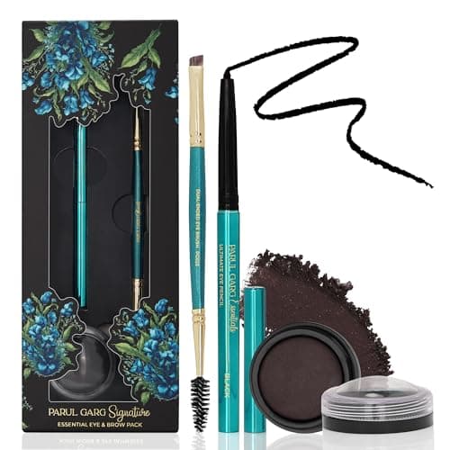 Parul Garg Beauty Signature Essential Kajal & Eyebrow Pack – 3-in-1 Long-Stay Kajal, Eyebrow Definer, Eye Brush & Shadow | Smudge-Proof & Blendable | No Smudging | Vegan & Clean Beauty | Classic - Bla