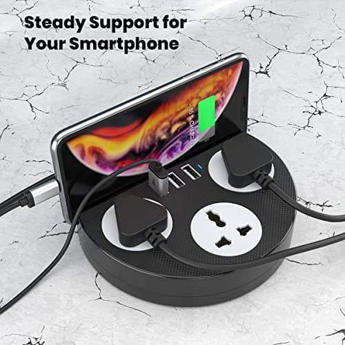 SP Power Plate 5 Surge Protector 1500W High Power Converter with USB Charger & Mobile Holder 3AC Socket + 3USB Ports I 1.5 m Cord Length (Multicolor) 2