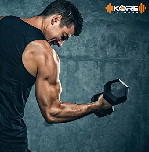 Kore PVC DM-2kg-Combo 161 Dumbbells Set and Fitness Kit for Men and Women Whole Body Workout, Hexa (Black) 5