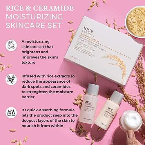The Face Shop Rice&Ceramide Moisturizing Skincare And Cream Set, 75 Ml (Pack Of 3), Pink 2