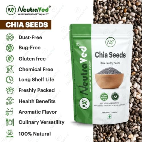 NeutraVed Chia Seeds 250g | Raw & Unpolished Superfood | High Fibre & Plant Protein | Rich in Omega-3 | Gluten-Free, Vegan-Friendly | Premium Edible Seeds for Weight Management 4