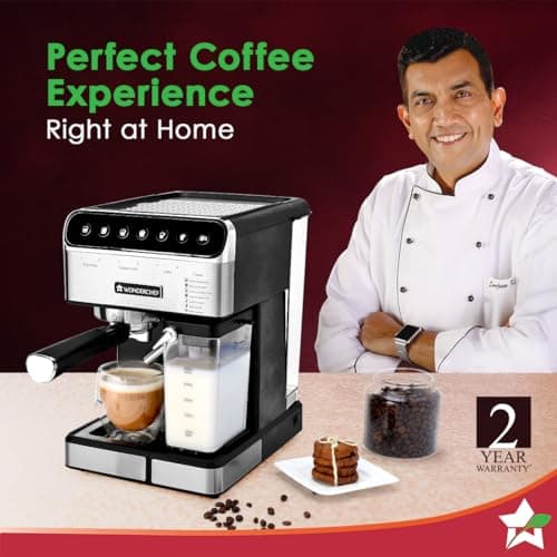 Wonderchef Regenta Automatic Coffee Maker, 20-bar with Auto-Frother, Make Espressos, Cappuccinos & Lattes at Home, With Steamer, Metal Porta Filter, Temperature Dial, 2 Years Warranty 2