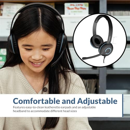 Cyber Acoustics Stereo USB Headset (AC-5008A), in-line Controls for Volume & Mic Mute, Adjustable Mic Boom for PC & Mac, Perfect for Classroom or Home 3