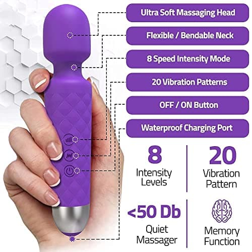 FEGSY Full Body Massager for Women & Men, Rechargeable Wireless Massager Machine for Pain Relief, Handheld Massager with Medical Grade Silicone, 8 Speeds, 20 Modes (Purple) 3