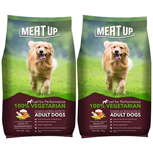 Meat Up Adult Dry Dog Food 6kg (3kg + 3kg) | 100% Vegetarian | Supports Healthy Skin & Beautiful Coat | Rich in Antioxidants | Enriched with Vitamins & Minerals