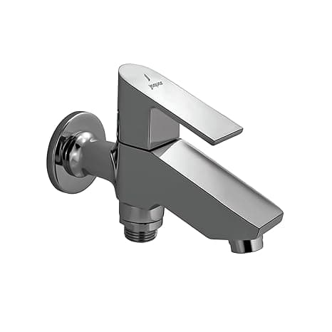 Jaquar 2 Way Bib Cock with Wall Flange – Leak-Proof 1/2" Outdoor & Indoor Water Tap, Corrosion Resistant for Garden & Home Plumbing Applications, Sliver, Chrome Finish