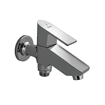 Jaquar 2 Way Bib Cock with Wall Flange – Leak-Proof 1/2" Outdoor & Indoor Water Tap, Corrosion Resistant for Garden & Home Plumbing Applications, Sliver, Chrome Finish