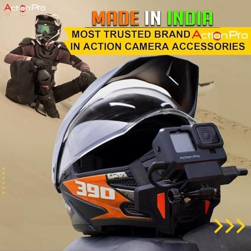 Action Pro Upgraded Motorcycle Helmet Strap Front Chin Mount Compatible with All Smartphones and GoPro 13 12 11 10 9 8 7 5 4 | SJCAM | DJI Osmo | Insta360 X4 X3 X2 & Other Action Cameras (Orange) 2