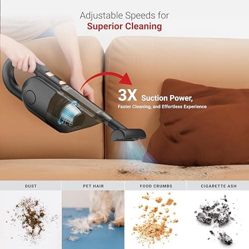 Dylect Cordless Vacuum Cleaner for Car&Home|3X Powerful Suction,16000Pa|Dual Mode-Wireless,Wired|6000Mah Battery|Bldc Technology||Washable Stainless Steel Hepa Filter|Copper Winding,0.5 Liter 4