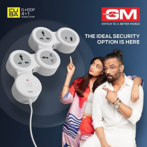 GM G-Hoop 4+1 Multi Plug Extension Board with 2 Metre Cord | Type-C & A USB Port | Smart Spike Guard with Switch, LED Indicator & Safety Shutters | Best for Desk, TV, Office & Charging Station 3