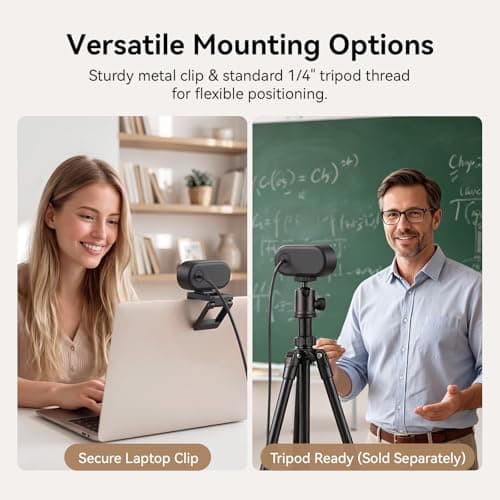 EMEET C100 1080P Webcam for PC, Fixed Focus, 66° FOV, Built-in Mic, Privacy Cover, Portable Metal Clip, Computer Camera for Home Office, Online Learning, Meetings, Streaming, Desktop, Laptop, PC USB-A 5