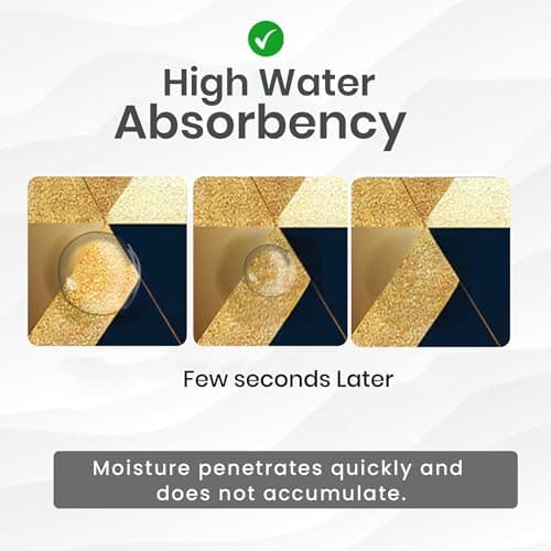 Yellow Weaves 3D Patterned Anti Slip Water Soaking Floor Mat, Water Absorbent Non Slip Bath Mat, Quick Dry Mat for Bathroom, Door Mat for Home, Kitchen, Office, Kitchen, Geometric Gold (Pack of 1) 4