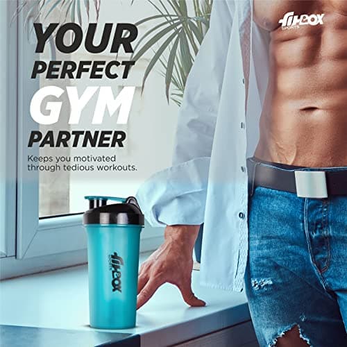 FitBox Sports Supplements Shaker Bottle for Protein, Pre - Post Workout 700ml (Blue) 3