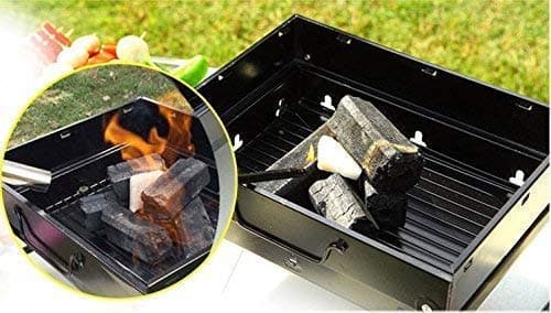 SHOPKART® Folding & Portable Outdoor Barbeque Grill Toaster Charcoal BBQ Grill Oven Home and Outdoor Barbecue Grill Carbon Steel, Black 4