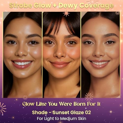 FACESCANADA Strobe Skincare Combo for Instant Glow | Strobe Serum, 15ml + CC Tint - Sunset Glaze, 18ml | SPF 30 | Dewy Highlighter Like Glow | For Light To Medium Skin | Pack of 2 4