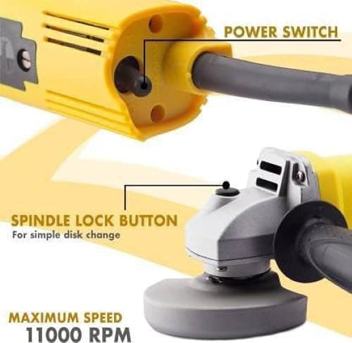 Inditrust Dumdaar DM Electric Angle Grinder Machine – Heavy Duty Power Tool with 100% Copper Winding (Yellow) | Metal Cutting & Grinding Machine 3