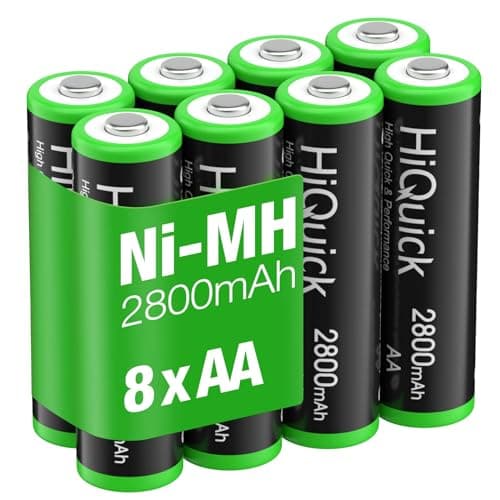 HiQuick Rechargeable Batteries, Pack of 8, AA Rechargeable NiMH Batteries, 8 Pack of 1.2V, AA Batteries, Approximately 1200 Times, Ideal for Children's Plarails, Environmental Protection