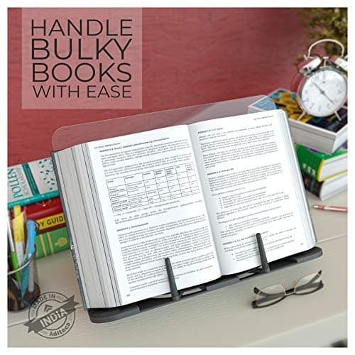 EasyRead Pro Book Reading Stand Holder with Adjustable Angles for School Office Home,Lightweight Portable for Books Enjoy Hands Free Reading.Good for Gifting(42.4cmsX30.8cms)Transparent with Grey Base 3