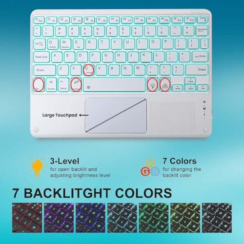TECPHILE Keyboard Case for Lenovo Tab P11 (2nd Gen) 11.5" 2023 (TB350FU) Folio Cover with Keyboard, Touchpad, Backlit, Multi-Angle, Detachable Wireless Keyboard (Blue) 3