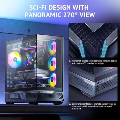Antec C7 ARGB ATX Mid Tower PC Case Black 270 Degree Panoramic View 3 Side Glass 2