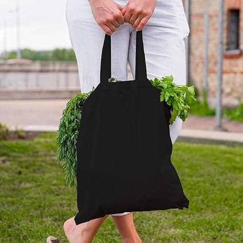Clapcart Reusable Tote Bag for Women/Girls | Multipurpose 100% Organic Cotton Printed Tote Bags | Shopping/Grocery Bag | Sturdy Canvas Bag with 12kgs Capacity (Black) 4