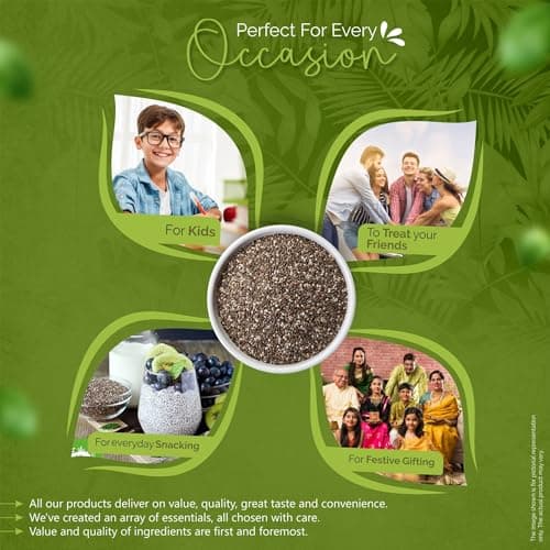 GreenFinity Chia Seeds 300g | Omega-3 clean chia Seeds for Eating | Rich in Calcium, Protein & Fiber, Omega 3 and Antioxidant | Healthy Snacks | 3
