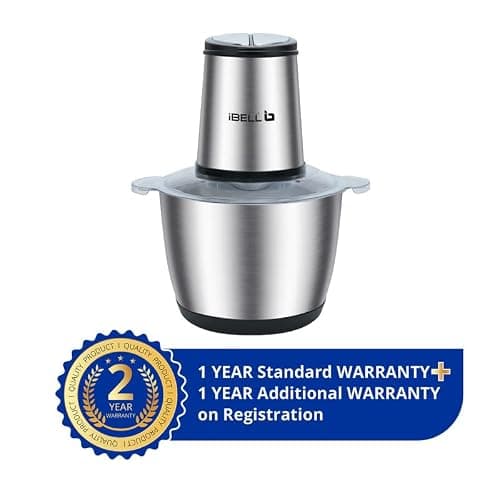 IBELL MT300SM Electric Chopper, 2-Yr Warranty, 3 Litre Stainless Steel Bowl, 800W, Multi Purpose for Cutting Slicing Meat, Vegetables, Nuts & Fruits (Silver) 2