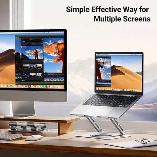 UGREEN Laptop Stand for Desk Holder with 360° Rotating Base, Adjustable Computer Riser Ergonomic, Compatible with MacBook, Notebook, up to 17.3 Inch 4