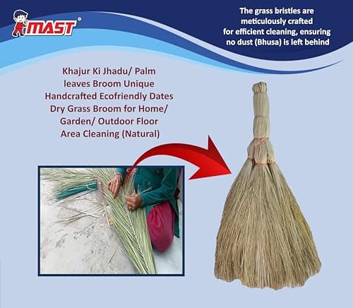 Mast Kersuni Khajur/Palm Dry Leaves Soft Broom for Home/Outdoor/Temples/Schools Floor Cleaning (Pack of 2) 5