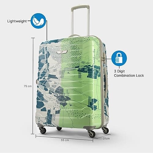 Skybags Large Trooper Size Abs Hardshell Luggage (75 Cm) | Printed Luggage Inline Trolley Bag with 4 Wheels and Resetable Combination Lock | Unisex, Green, Large 3