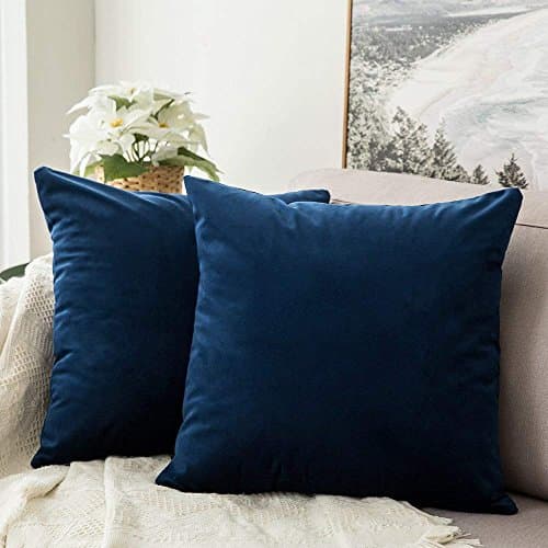 Khooti Velvet Cushion Covers Pack of 2-26" x 26" / 66 x 66 cm - Navy Blue - Soft Pillow Covers Cushion Case for Sofa Bedroom Livingroom Chair Car, Cushion Cover