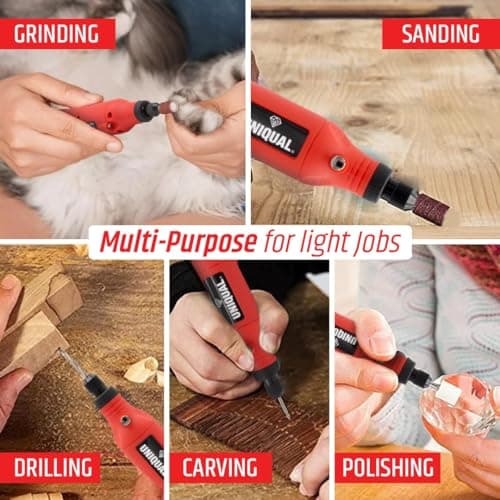 UniQual 72pcs Mini Cordless Drill Machine Rotary Tool Kit |UPGRADED| 2000mAh 5 Speed with LED | USB Rechargeable for Resin Art | DIY | Engraving | Polishing | Deburring 6