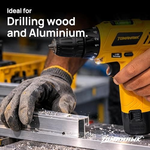 TOMAHAWK® 12V Cordless Drill/Screwdriver | 10mm (⅜”) Keyless Chuck | 2-Speed (350/1350 RPM) | Single Battery 1.5Ah | 28Nm Torque | LED Light | For Home, DIY, Wood & Metal Work 5
