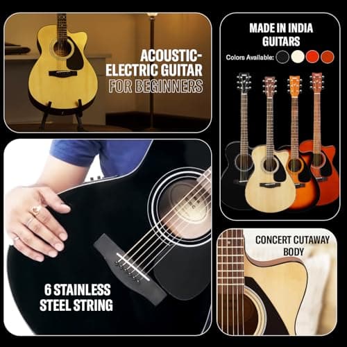 Yamaha FSX80C Semi-Acoustic Electric Guitar, Natural Wood Brown Finish, 6-String Folk Cutaway Body with Built-In Pickup & EQ System, Smooth Playability and Rich Tone, Made in India 3